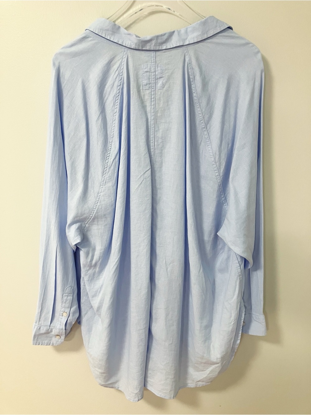 Aerie | Blue Gauzy Linen Oversized Button Up Shirt L Comfy Cozy Minimalist - Picture 2 of 6